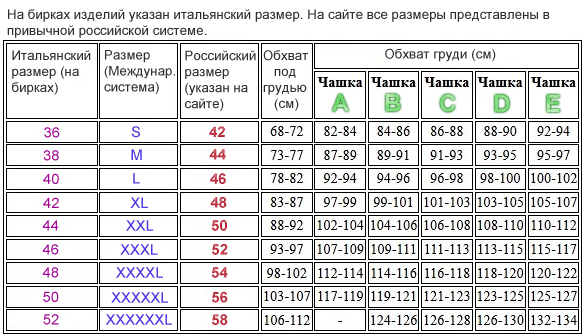  Определяем размер Charmante